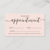 Blush roze kalligrafie QR Code Afspraakkaart Afsprakenkaartje (Voorkant)