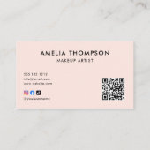 Blush roze kalligrafie QR Code Girly Klantenkaartje (Achterkant)