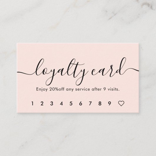 Blush roze kalligrafie QR Code Girly Klantenkaartje (Voorkant)