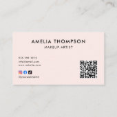 Blush roze kalligrafie QR Code Social Media Visitekaartje (Achterkant)