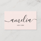 Blush roze kalligrafie QR Code Social Media Visitekaartje (Voorkant)