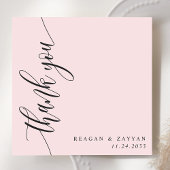 Blush Roze Kalligrafie Script Bruiloft Bedankkaart