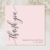 Blush Roze Kalligrafie Script Bruiloft Bedankkaart