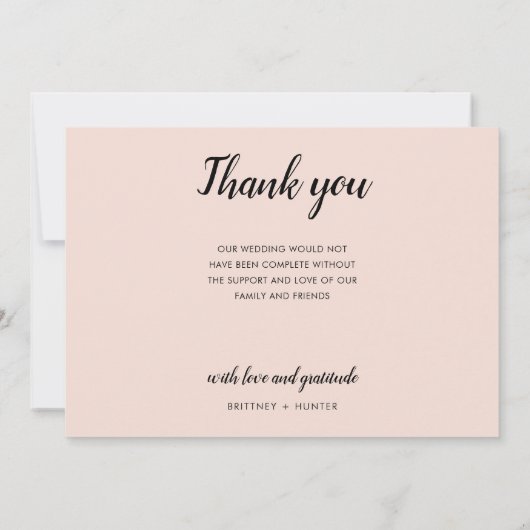 Blush roze kalligrafie script foto collage bedankkaart (Achterkant)