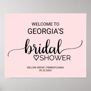 Blush roze kalligrafie Vrijgezellenfeest Welkom Poster