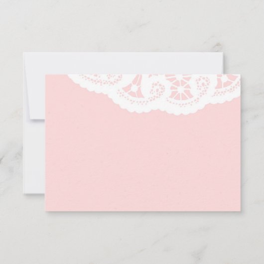 Blush Roze Kant Dagelijks Bruiloft RSVP (Achterkant)