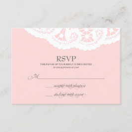 Blush Roze Kant Dagelijks Bruiloft RSVP Kaartje