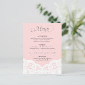 Blush roze kant doily bruiloft menu (Staand voorkant)