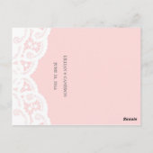 Blush roze kant doily bruiloft menu (Achterkant)