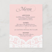 Blush roze kant doily bruiloft menu (Voorkant)