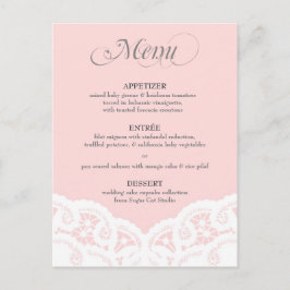 Blush roze kant doily bruiloft menu