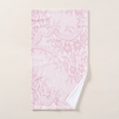 Blush Roze Kant Look Floral Bad Handdoek (Handdoek)
