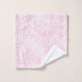 Blush Roze Kant Look Floral Bad Handdoek (Wasdoekje)