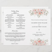 Blush Roze Katholieke Huwelijksceremonie Programma (Voorkant / Achterkant)