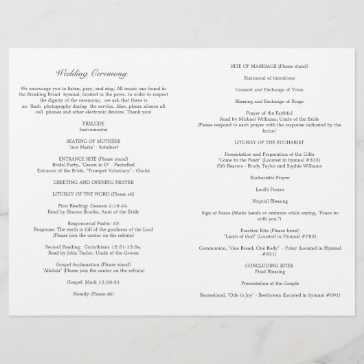 Blush Roze Katholieke Huwelijksceremonie Programma (Achterkant)