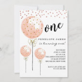 Blush Roze katoenballon Snoep 1e verjaardag Kaart (Voorkant)