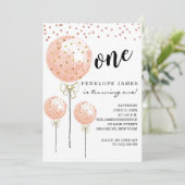 Blush Roze katoenballon Snoep 1e verjaardag Kaart (Staand voorkant)