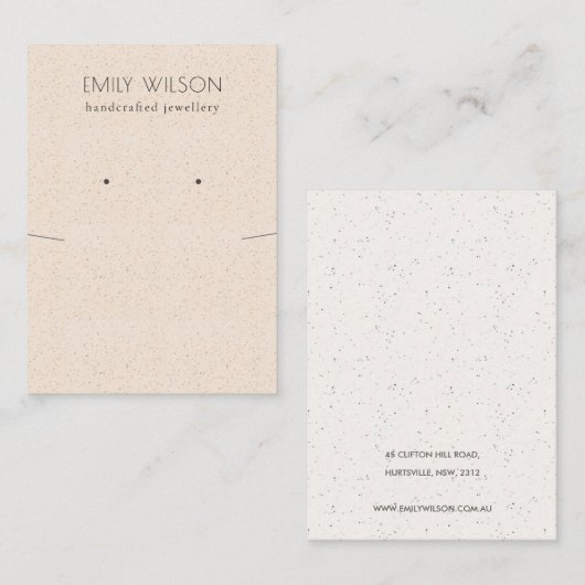 Blush roze keramische textuur Ketting Earing Displ Visitekaartje (Voorkant / Achterkant)