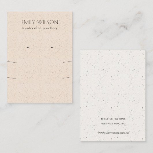 Blush roze keramische textuur Ketting Earing Displ Visitekaartje (Voorkant / Achterkant)