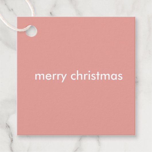 Blush roze kerst | Eenvoudig reinigen minimalistis Bedankjes Labels (Voorkant)