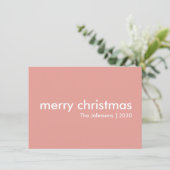 Blush roze kerst | Eenvoudig reinigen minimalistis Feestdagenkaart (Staand voorkant)