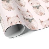 Blush roze kerst katten cadeaupapier (Rol Hoek)