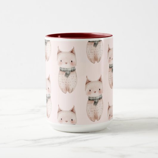 Blush roze kerst katten mok (Midden)