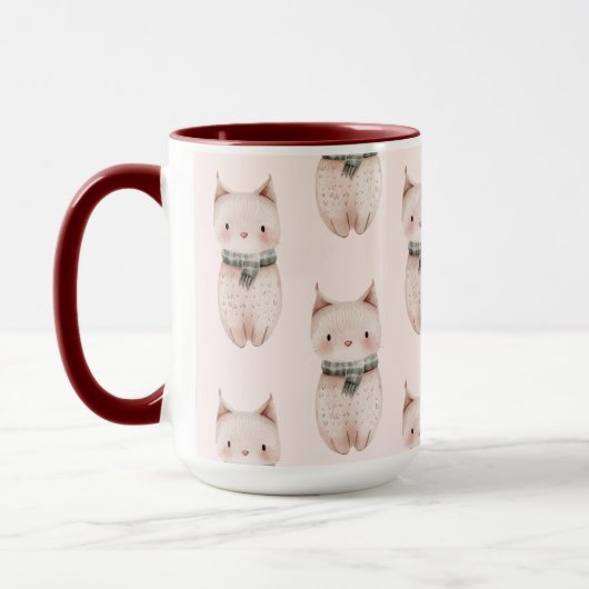 Blush roze kerst katten mok (Links)