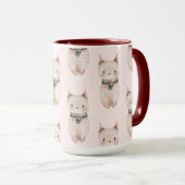 Blush roze kerst katten mok (Voorkant rechts)