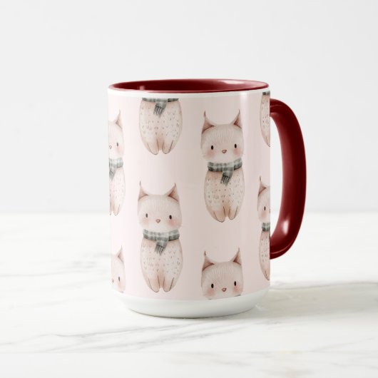 Blush roze kerst katten mok (Voorkant rechts)