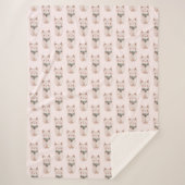 Blush roze kerst katten sherpa deken (Voorkant)