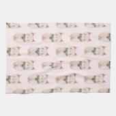 Blush roze kerst katten theedoek (Horizontaal)