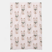 Blush roze kerst katten theedoek (Verticaal)