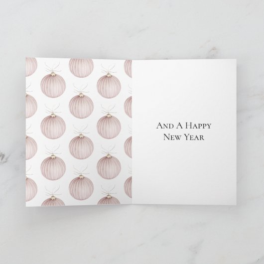 Blush roze kerst ornament kaart (Binnen)