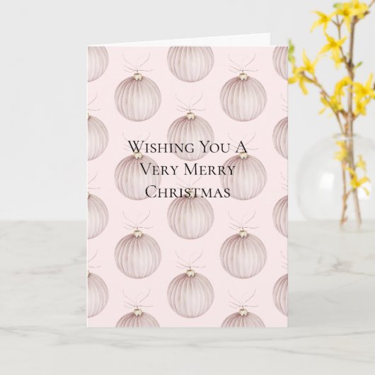 Blush roze kerst ornament kaart (Gele Bloem)