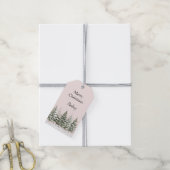 Blush roze kerstbomen cadeaulabel (Met Touw)