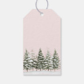 Blush roze kerstbomen cadeaulabel (Achterkant)