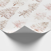 Blush roze kerstbomen cadeaupapier (Hoek)