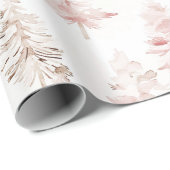 Blush roze kerstbomen cadeaupapier (Rol Hoek)