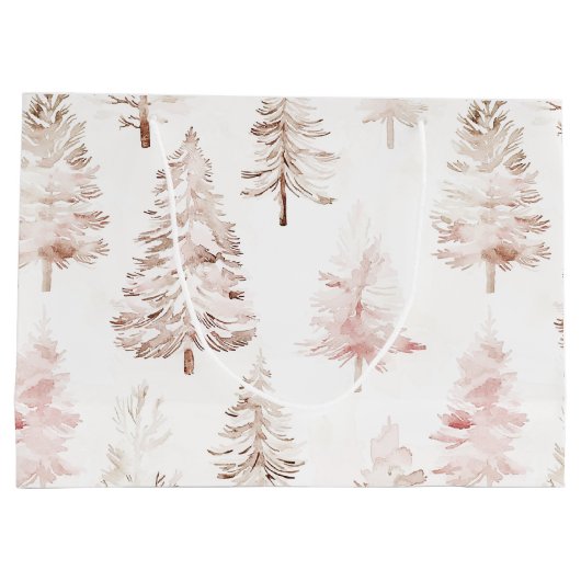 Blush roze kerstbomen groot cadeauzakje (Achterkant)