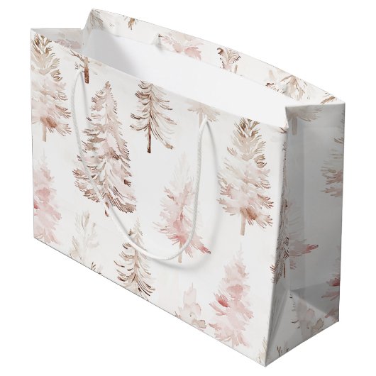 Blush roze kerstbomen groot cadeauzakje (Achterkant Gekanteld)