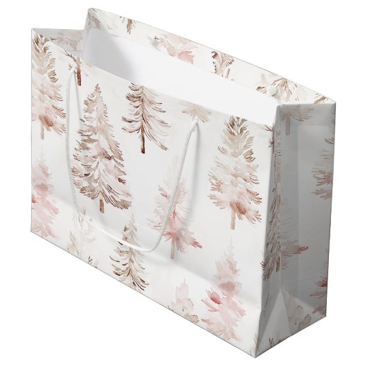 Blush roze kerstbomen groot cadeauzakje (Voorkant Gekanteld)