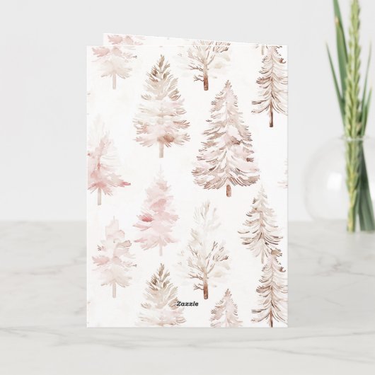 Blush roze kerstbomen kaart (Achterkant)
