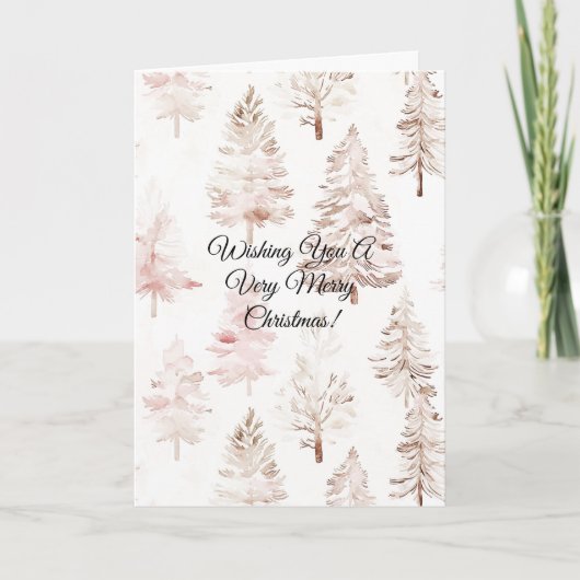 Blush roze kerstbomen kaart (Voorkant)