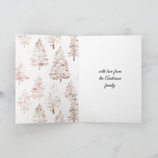 Blush roze kerstbomen kaart (Binnen)