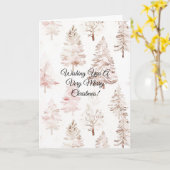 Blush roze kerstbomen kaart (Gele Bloem)