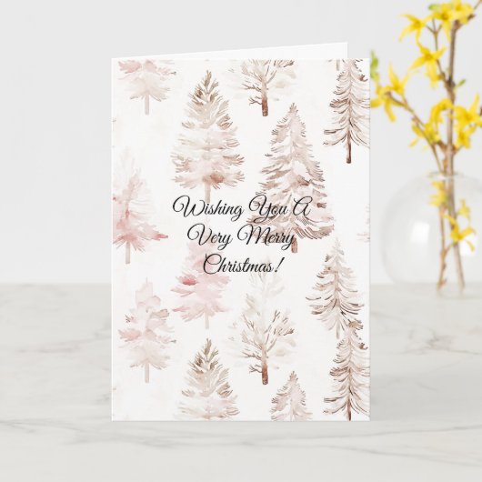 Blush roze kerstbomen kaart (Gele Bloem)