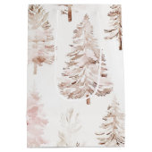 Blush roze kerstbomen medium cadeauzakje (Achterkant)