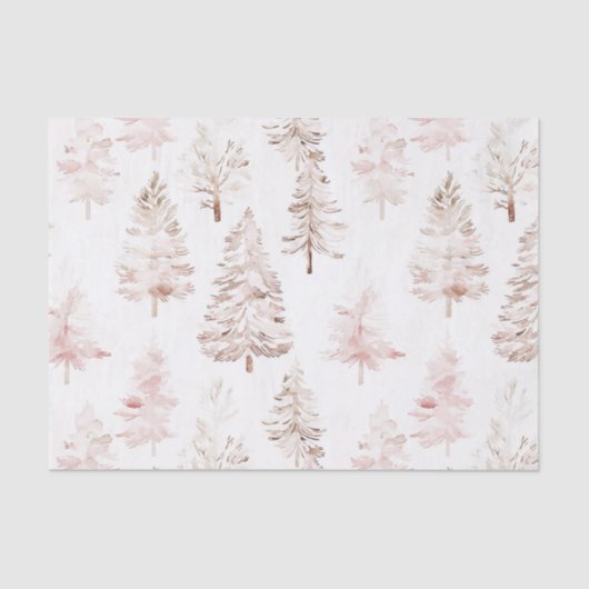 Blush roze kerstbomen tissuepapier (Voorkant)