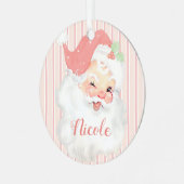 Blush Roze  kerstboom Naam toevoegen Metalen Ornament (Voorkant links)